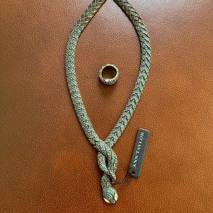 Ann Taylor, NWT Turquoise Snake Necklace & ring set
